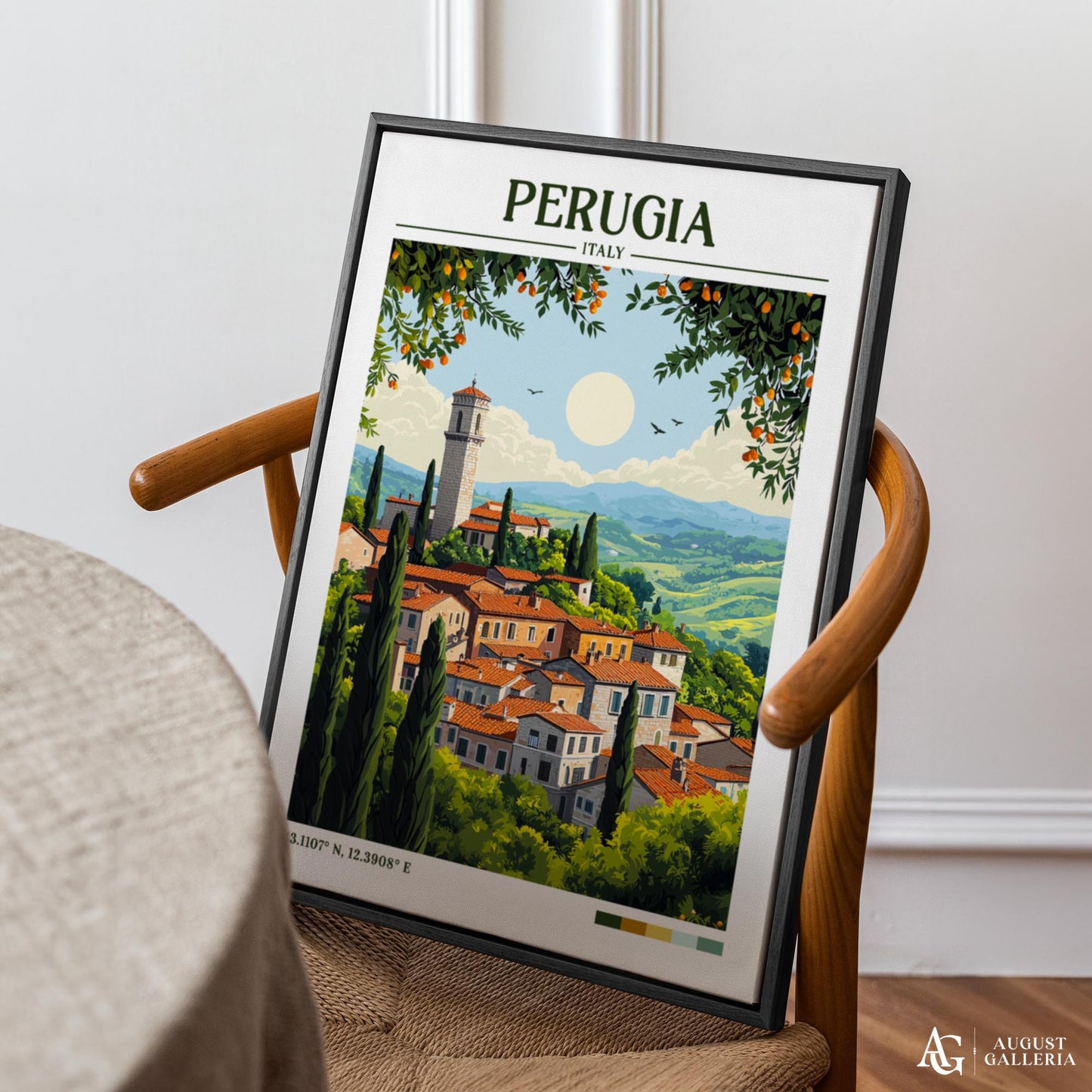 Perugia Italy Retro Travel Print