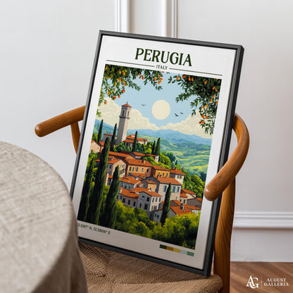 Perugia Italy Retro Travel Print