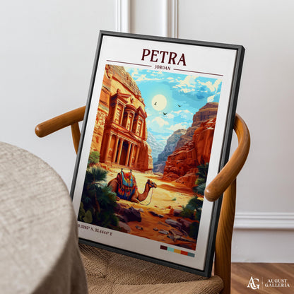 Petra Jordan Retro Travel Print