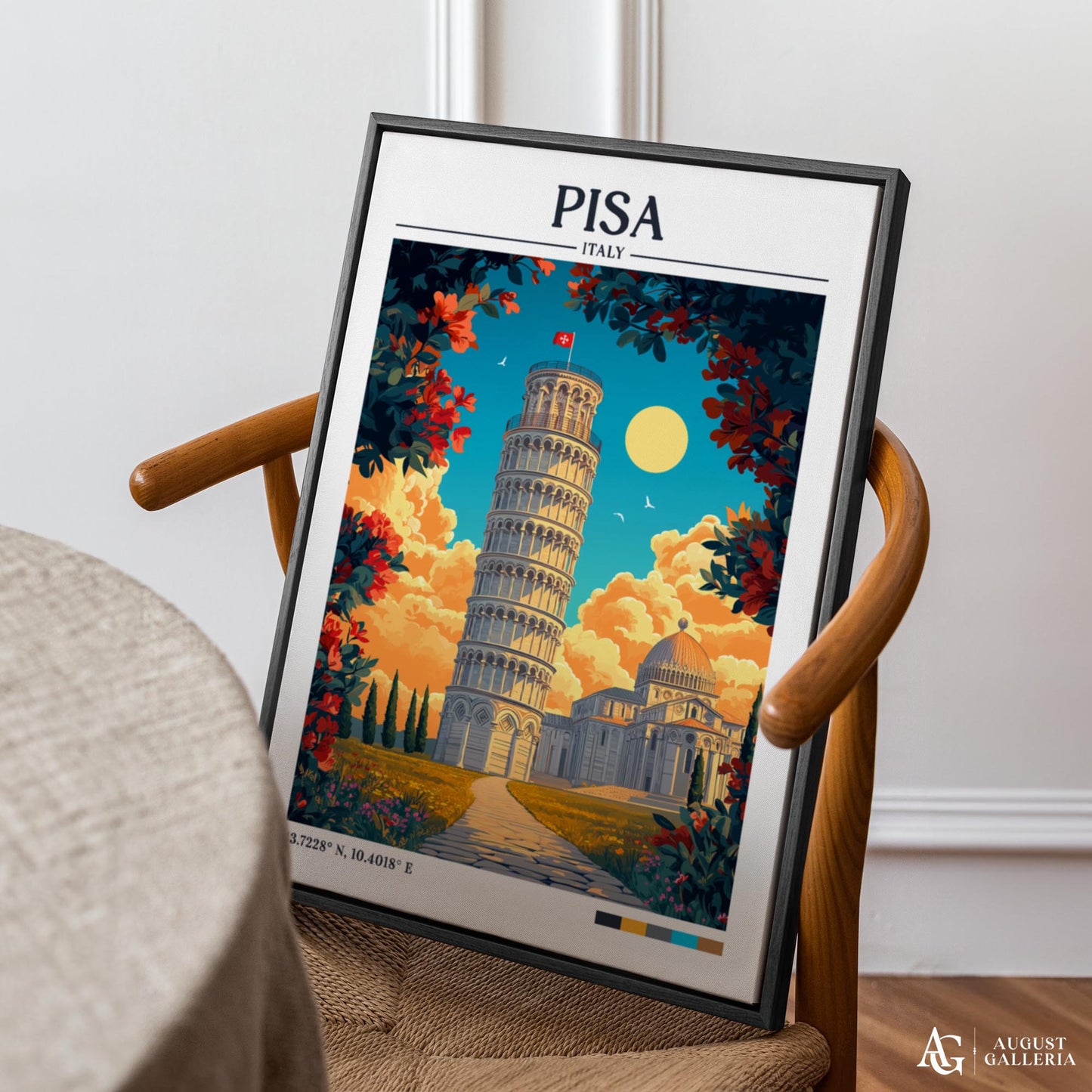 Pisa Italy Retro Travel Print