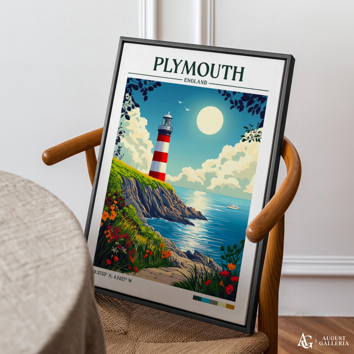 Plymouth England Retro Travel Print