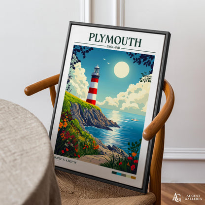 Plymouth England Retro Travel Print