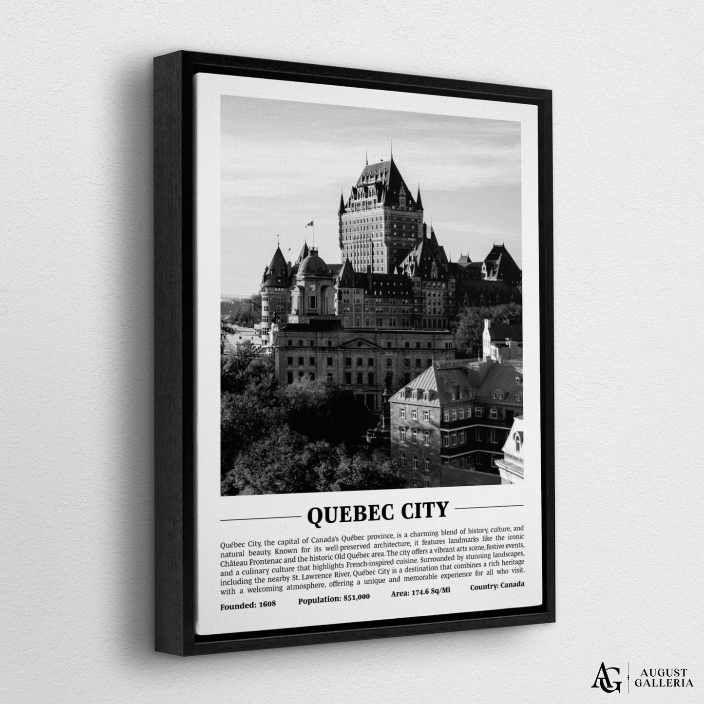 Quebec City Black & White City Print