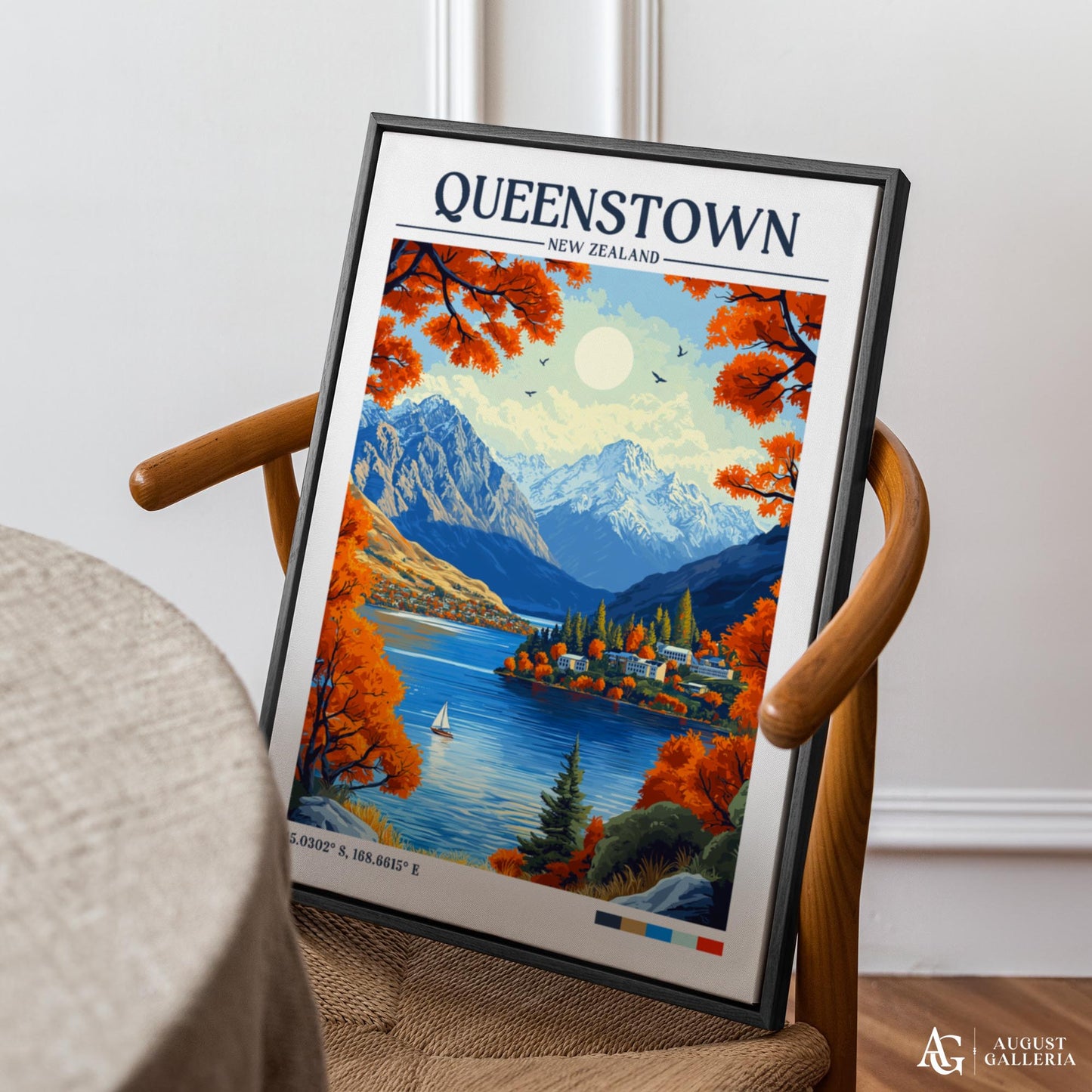 Queenstown New Zealand Retro Travel Print
