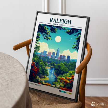 Raleigh North Carolina Retro Travel Print