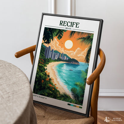 Recife Brazil Retro Travel Print