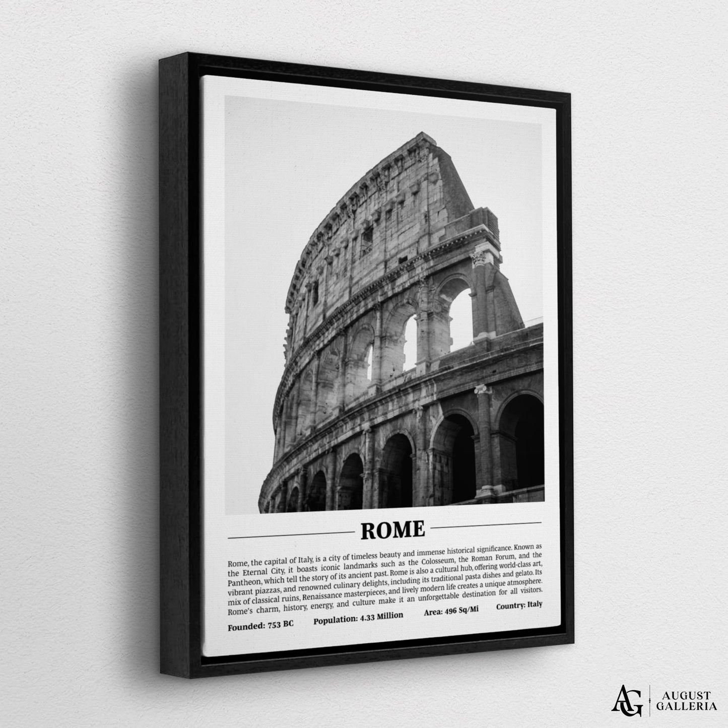 Rome Black & White City Print