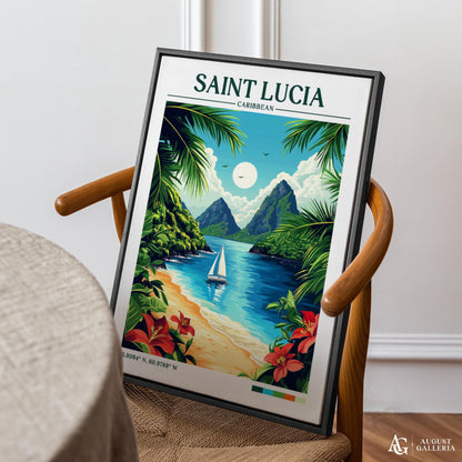 Saint Lucia Retro Travel Print