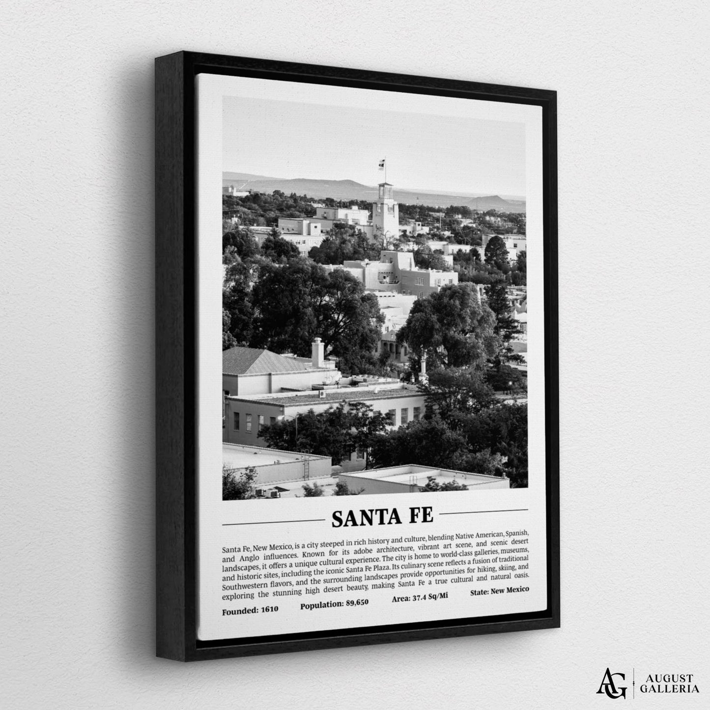 Santa Fe Black & White City Print