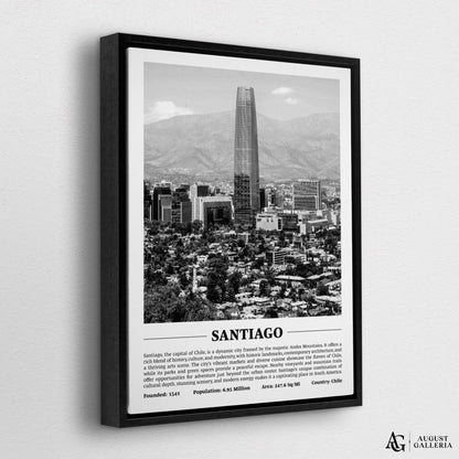 Santiago Black & White City Print