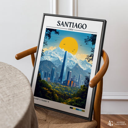 Santiago Chile Retro Travel Print