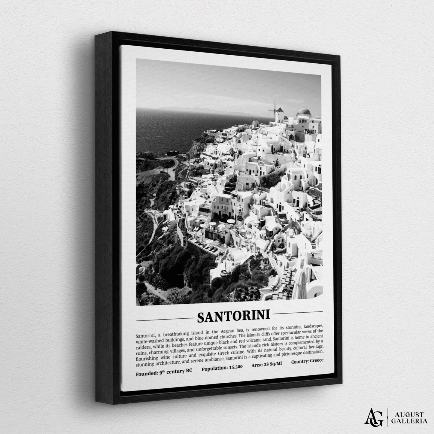 Santorini Black & White City Print