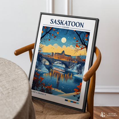 Saskatoon Canada Retro Travel Print