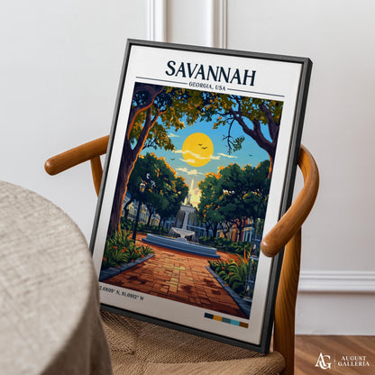 Savannah Georgia Retro Travel Print