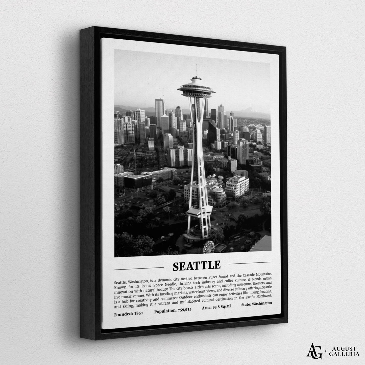 Seattle Black & White City Print