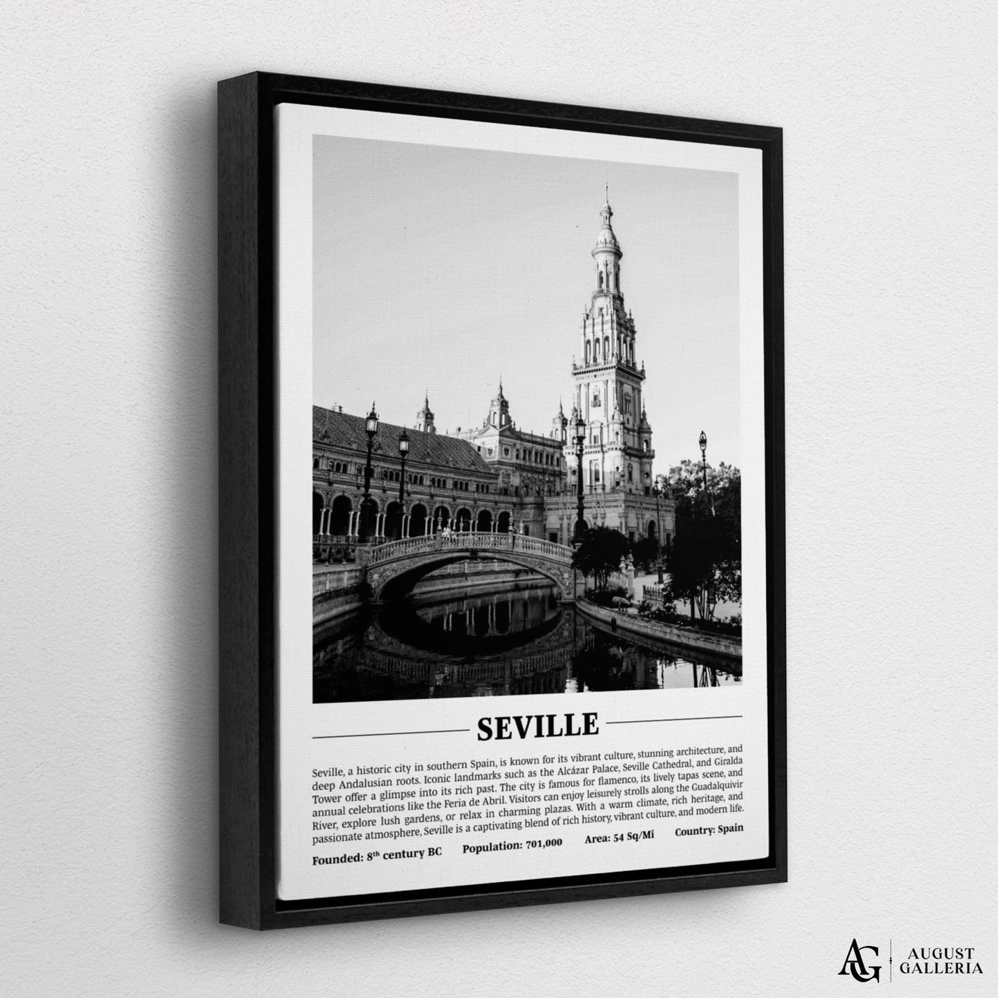 Seville Black & White City Print