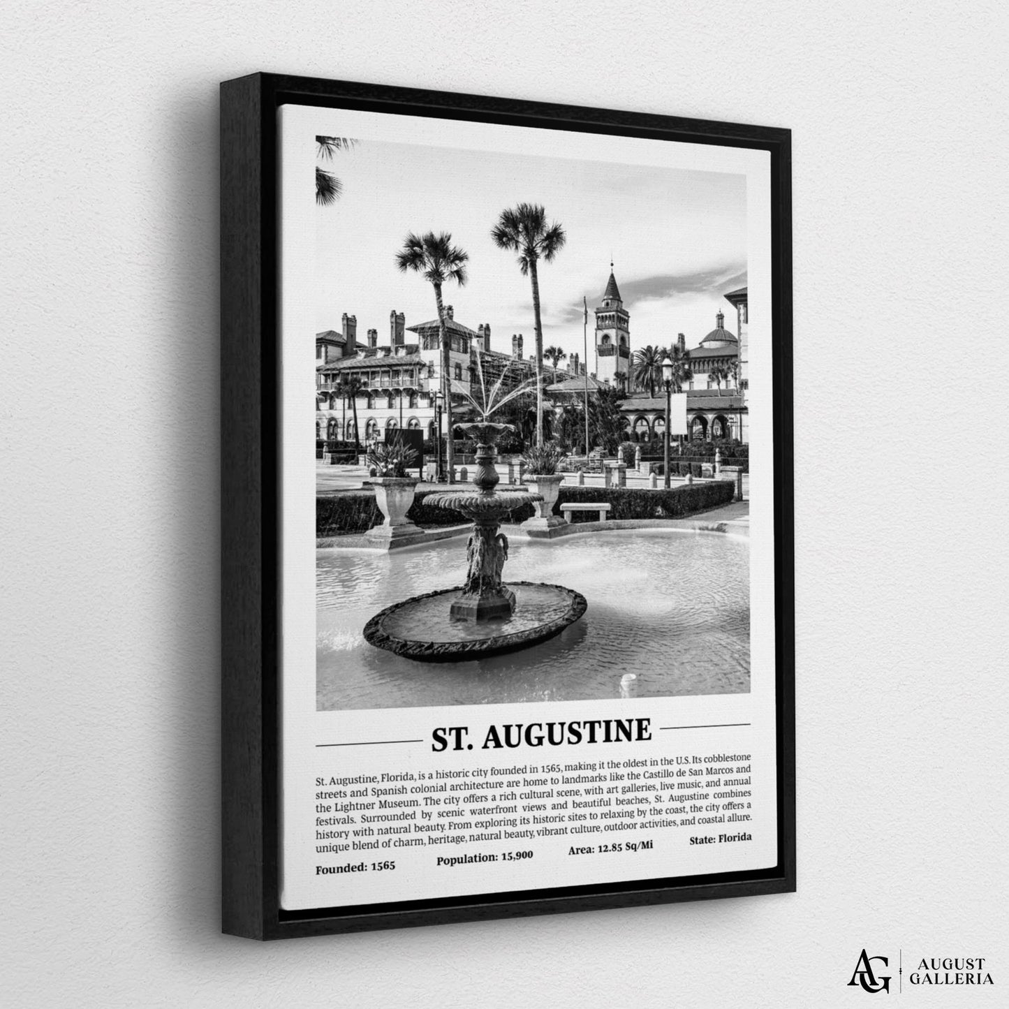 St. Augustine Black & White City Print