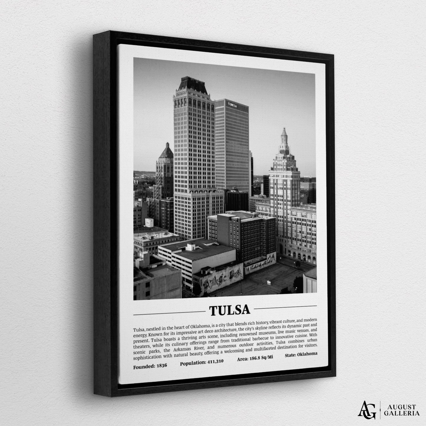 Tulsa Black & White City Print