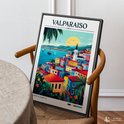 Valparaíso Chile Retro Travel Print