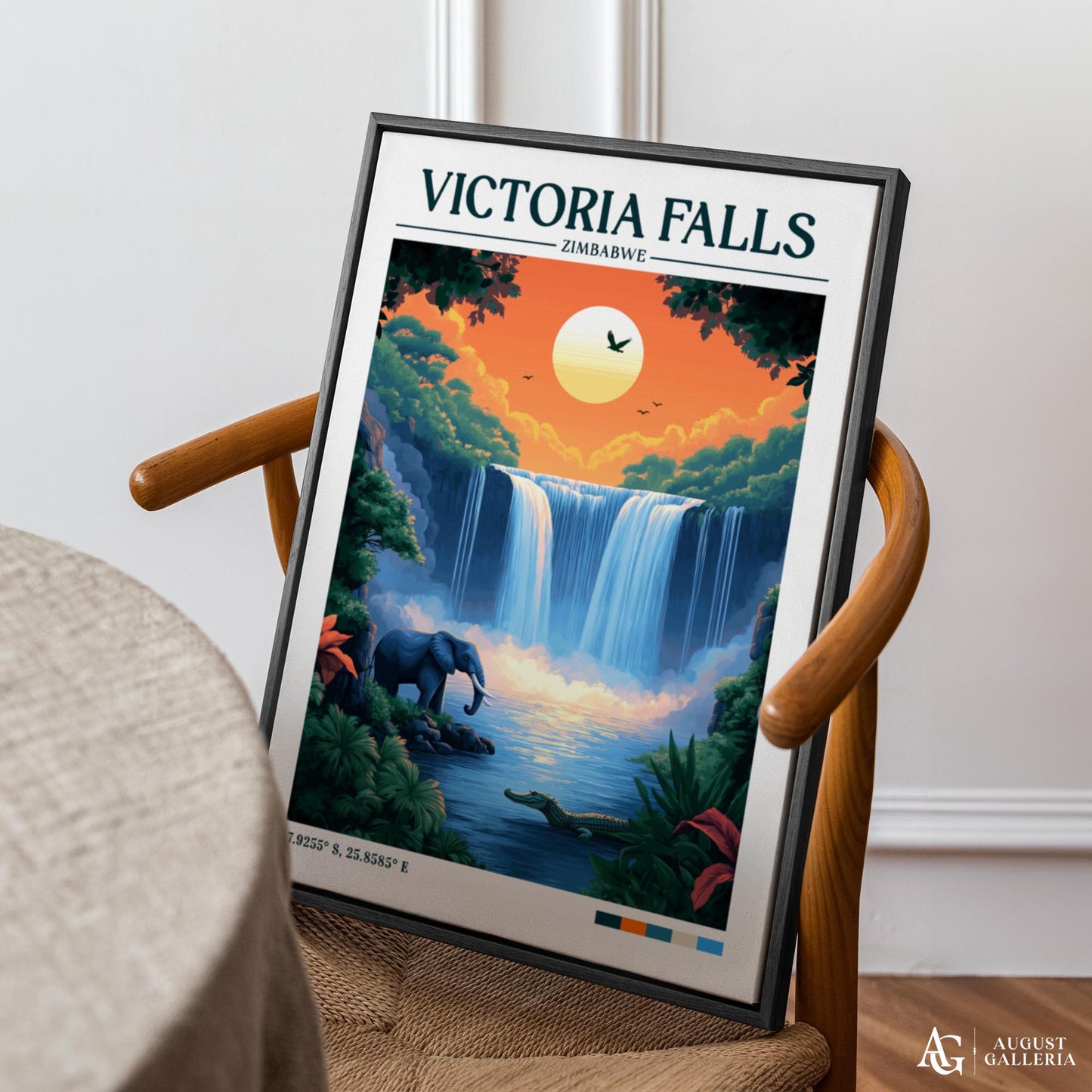 Victoria Falls Retro Travel Print