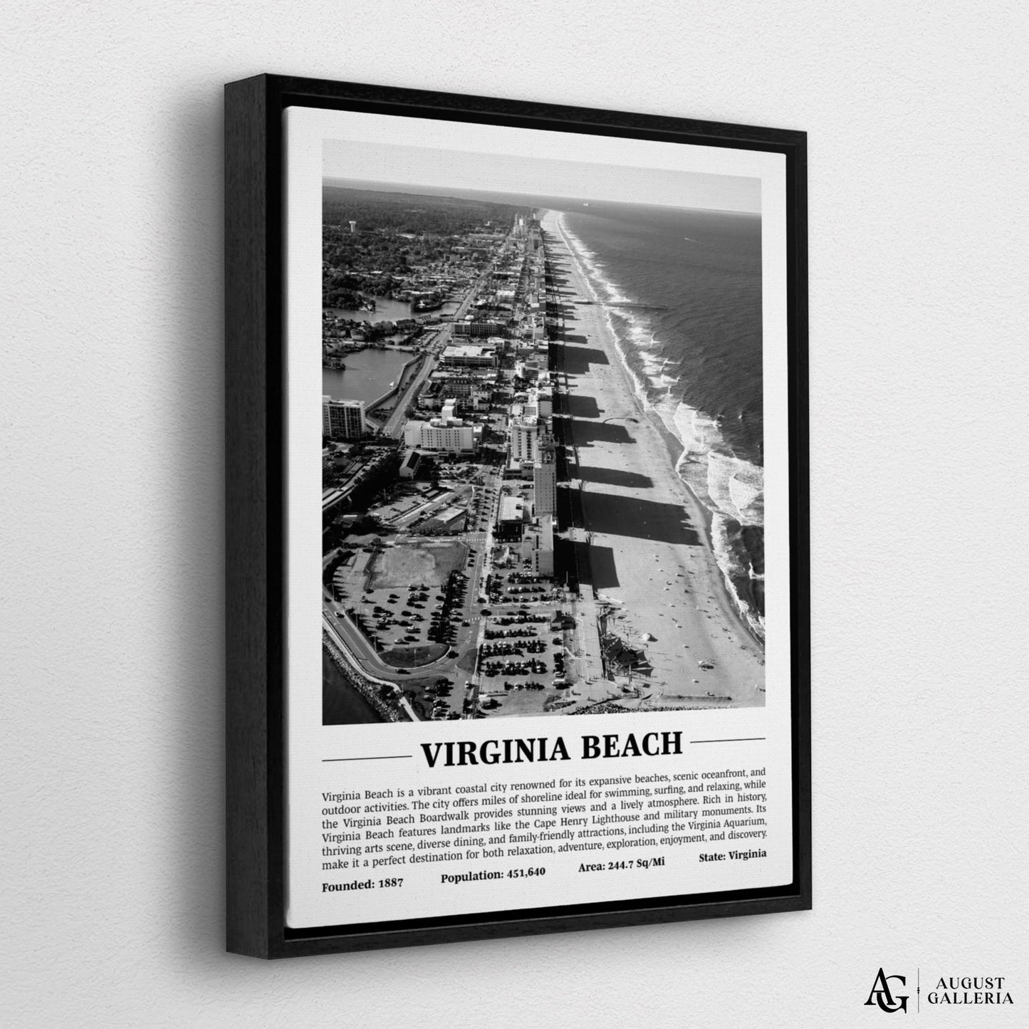 Virginia Beach Black & White City Print