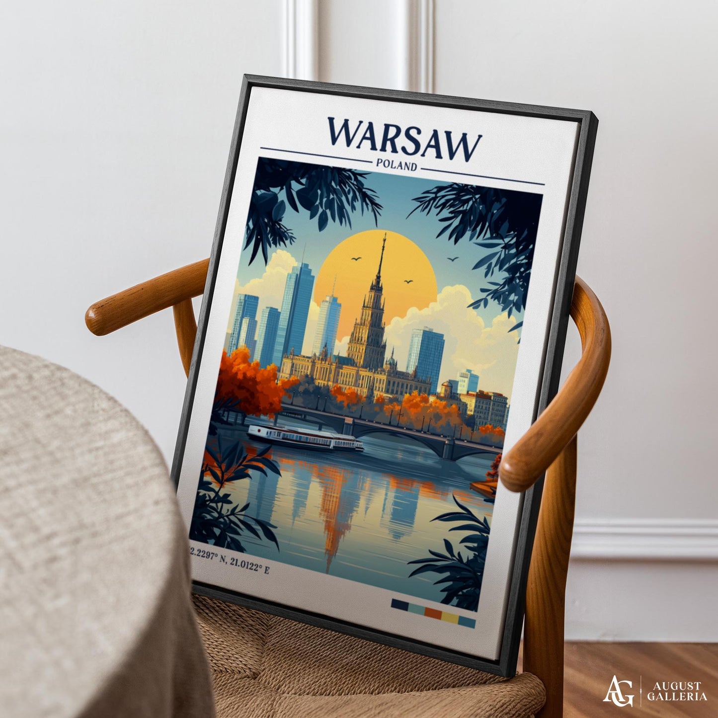 Warsaw Poland Retro Travel Print