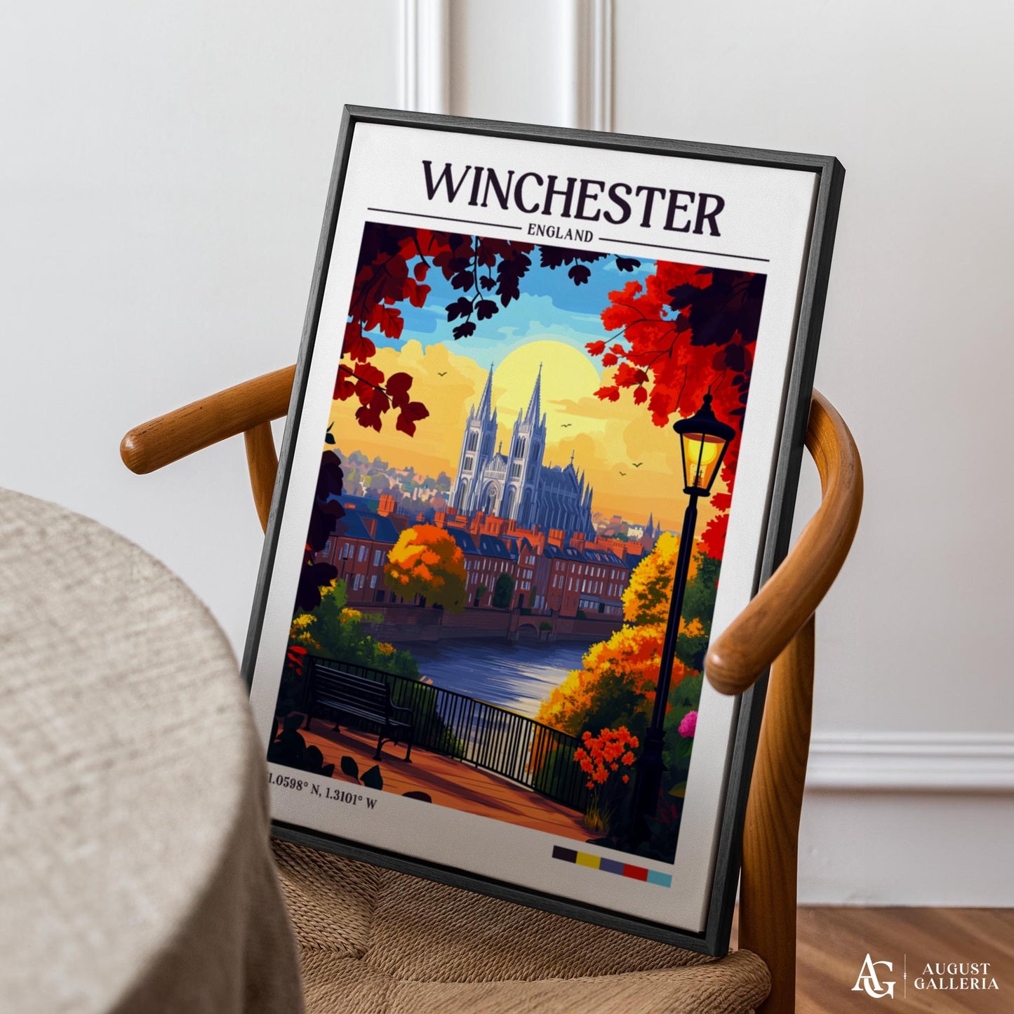 Winchester England Retro Travel Print