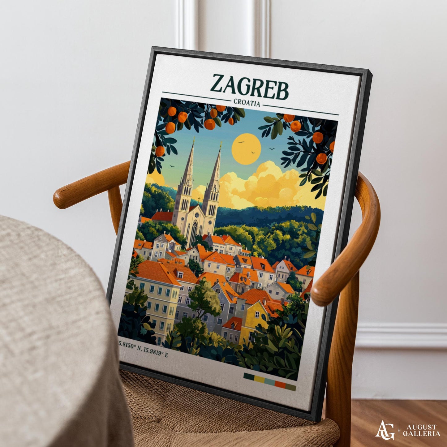 Zagreb Croatia Retro Travel Print