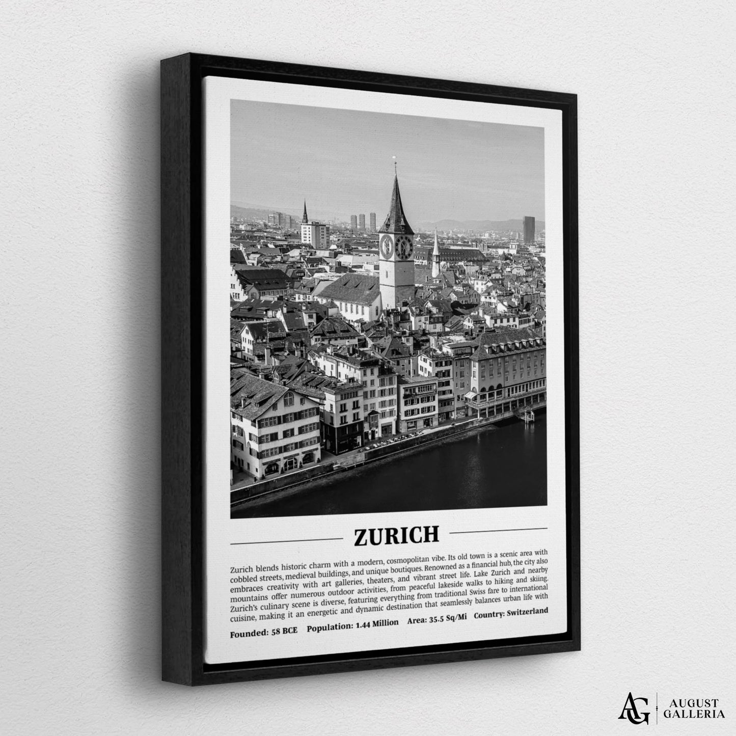 Zurich Black & White City Print