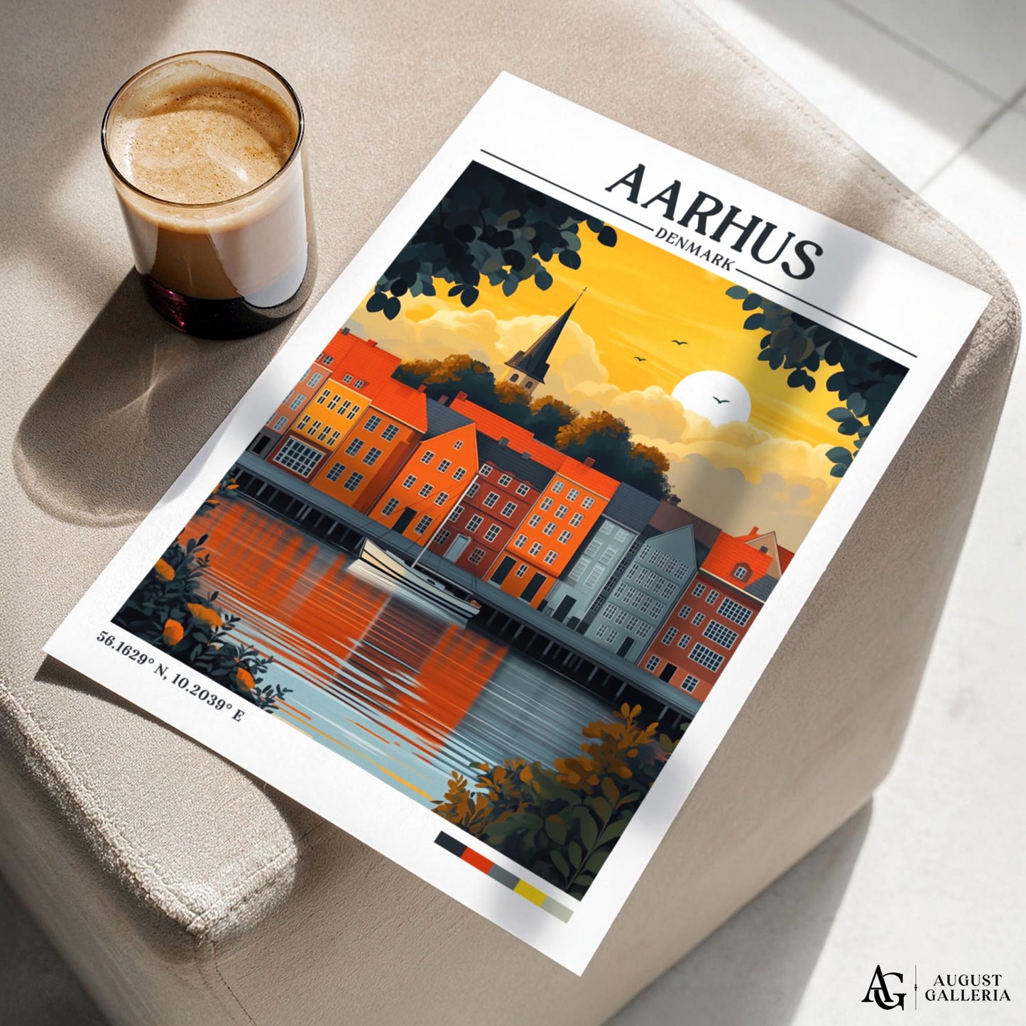 Aarhus Denmark Retro Travel Print