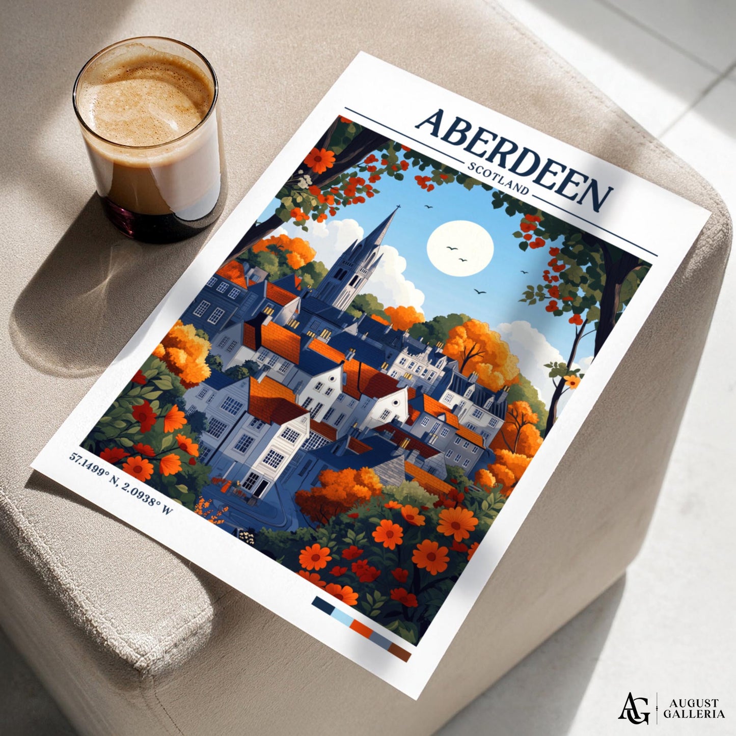 Aberdeen Scotland Retro Travel Print
