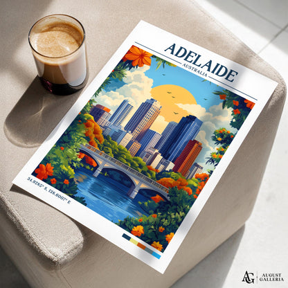 Adelaide Australia Retro Travel Print