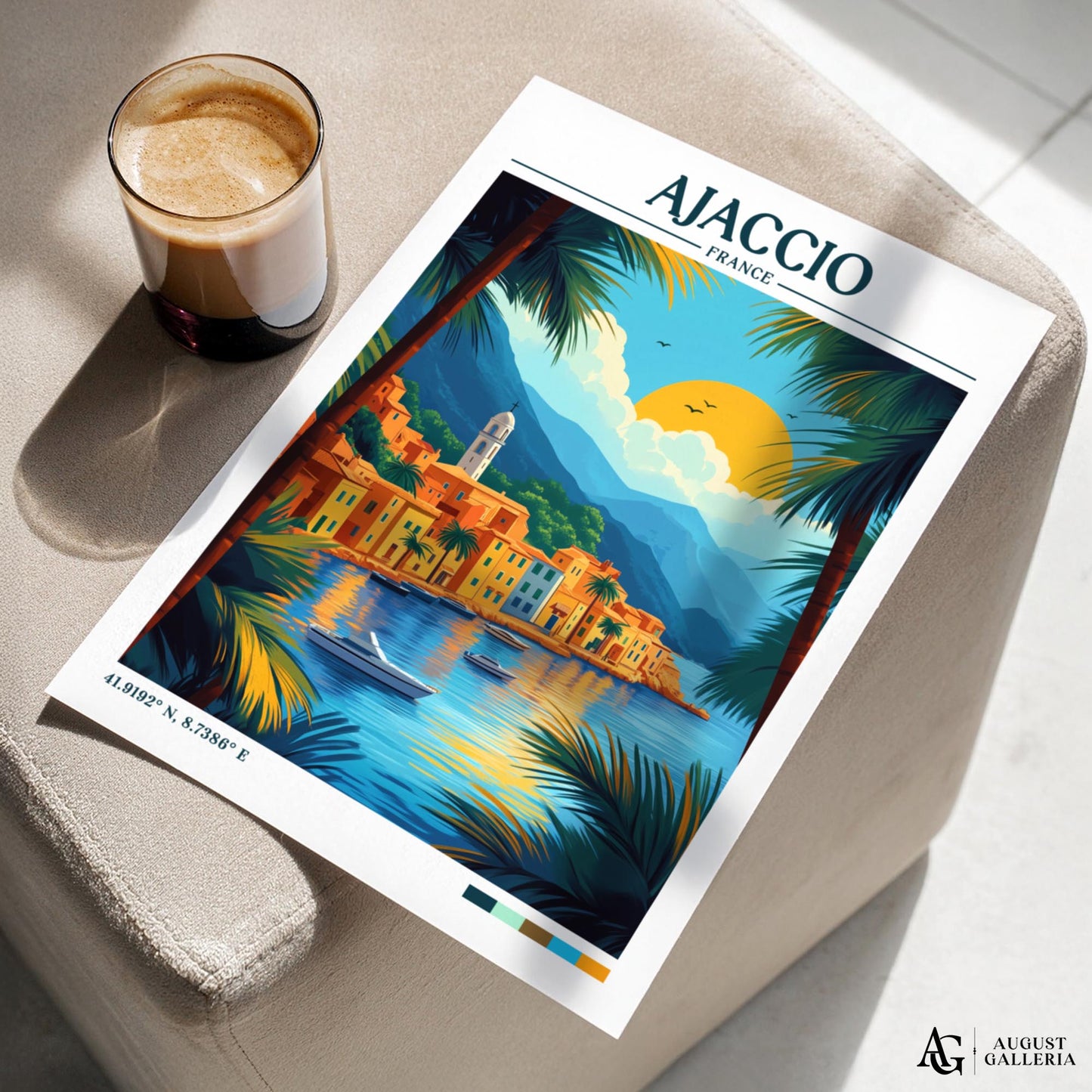 Ajaccio France Retro Travel Print