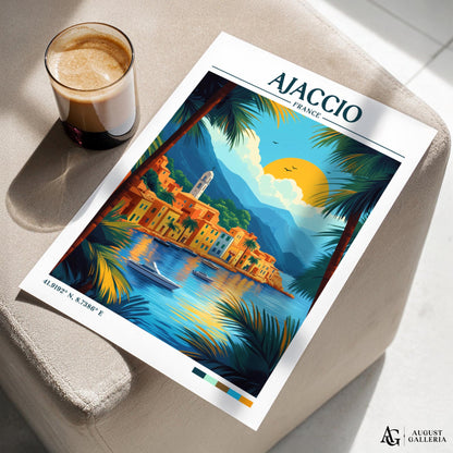 Ajaccio France Retro Travel Print