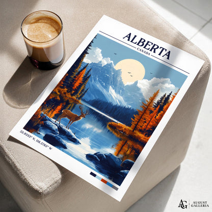 Alberta Canada Retro Travel Print