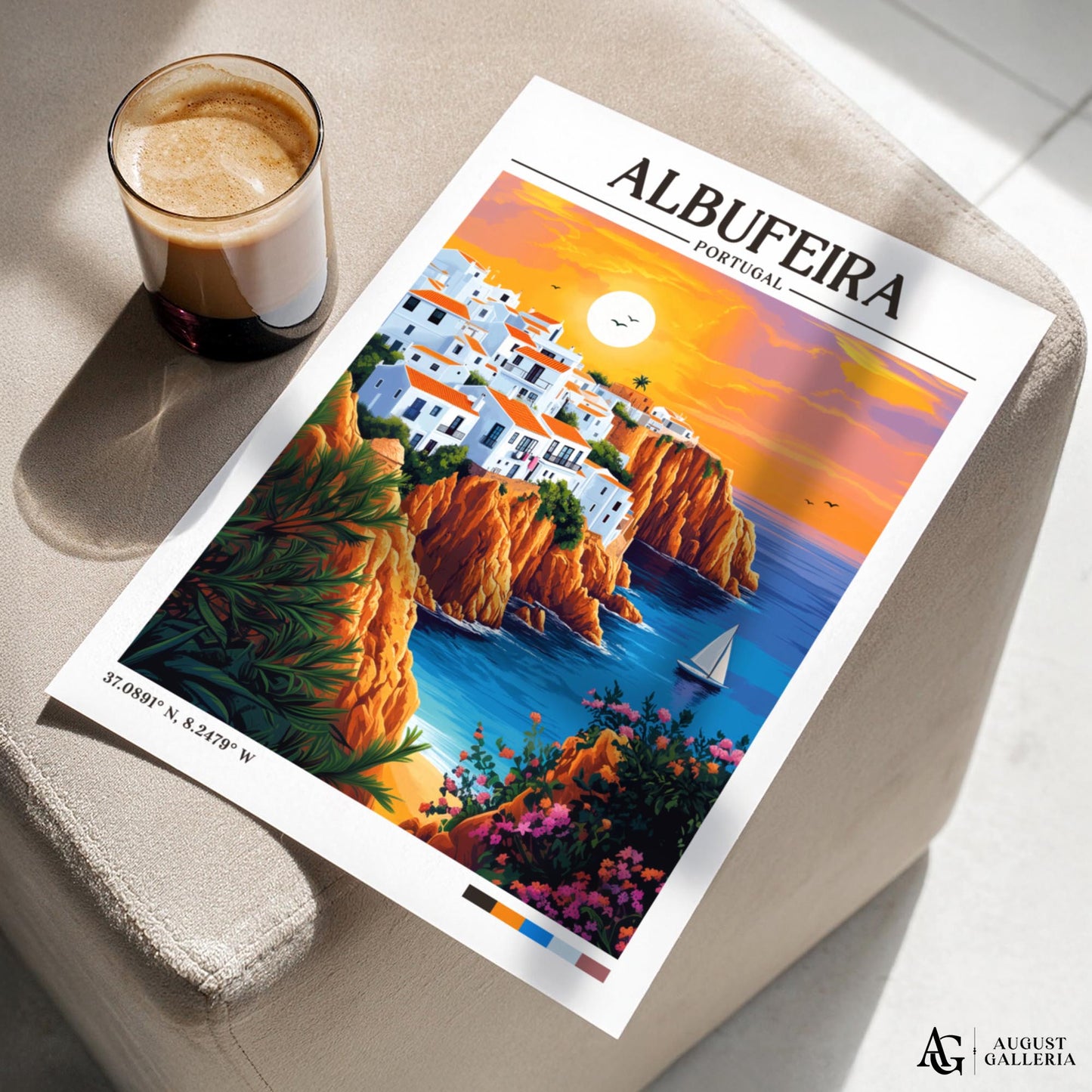 Albufeira Portugal Retro Travel Print