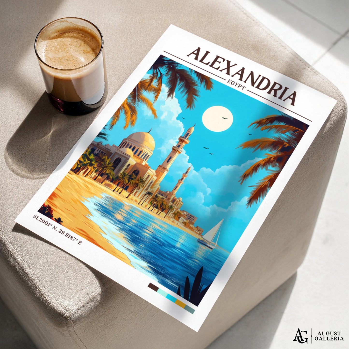 Alexandria Egypt Retro Travel Print