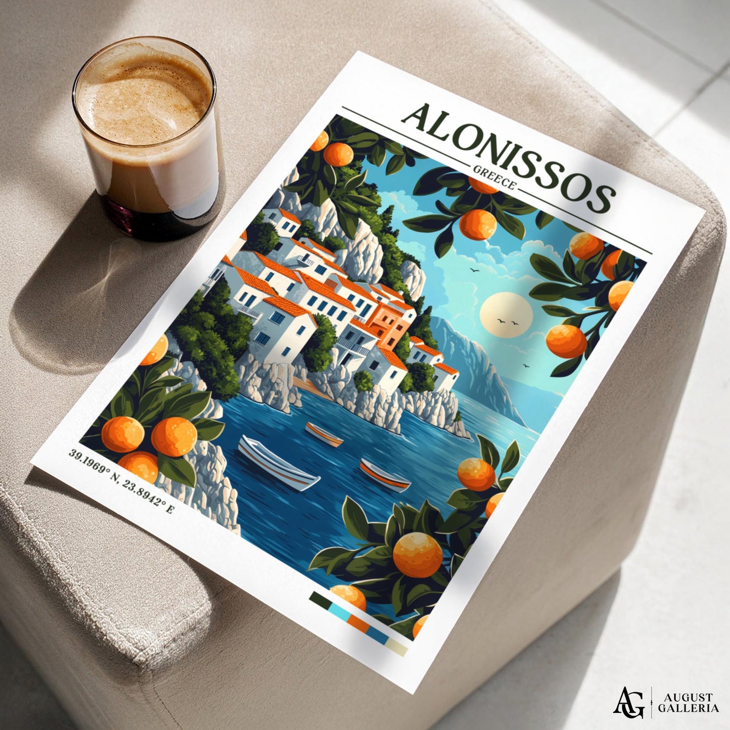 Alonissos Greece Retro Travel Print