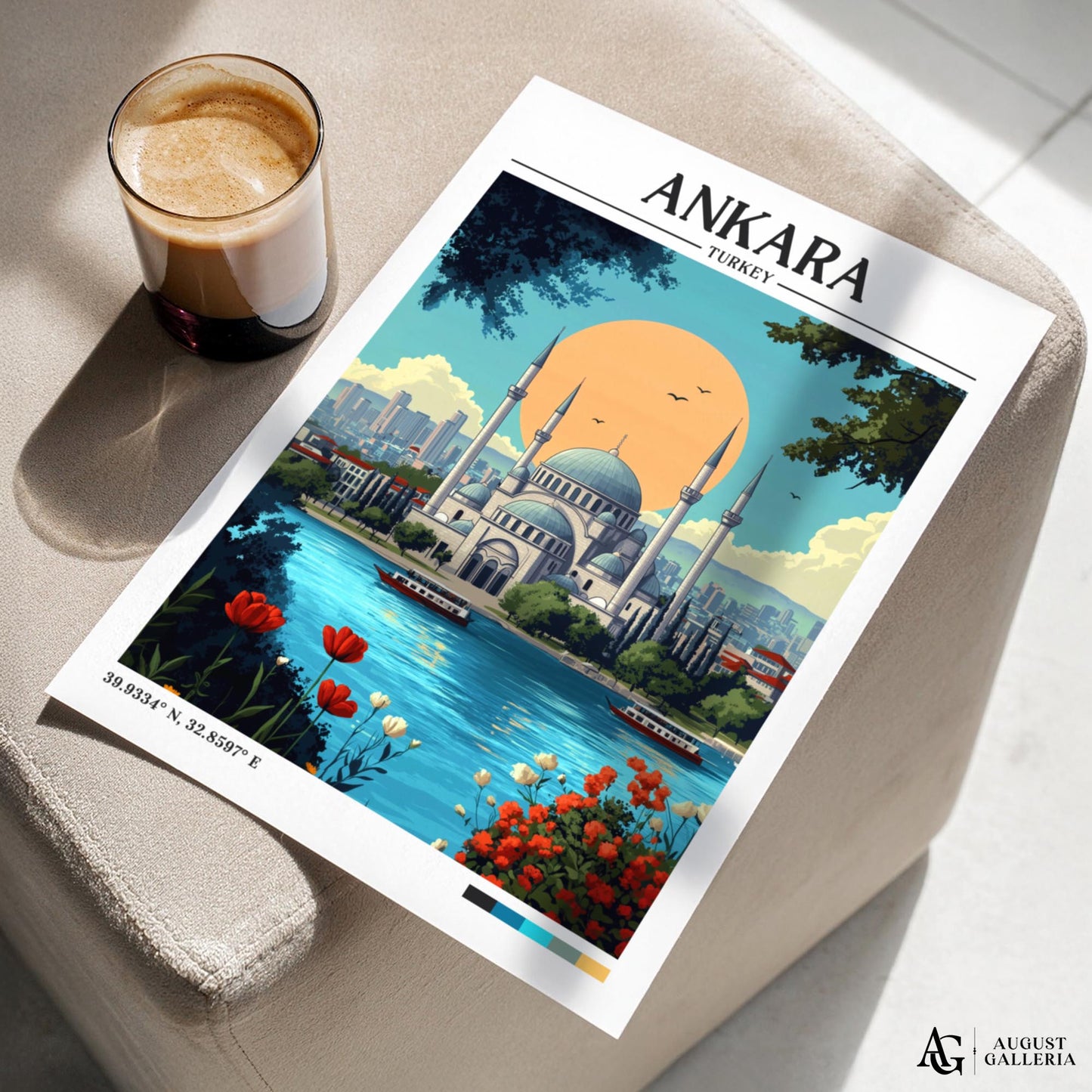 Ankara Turkey Retro Travel Print
