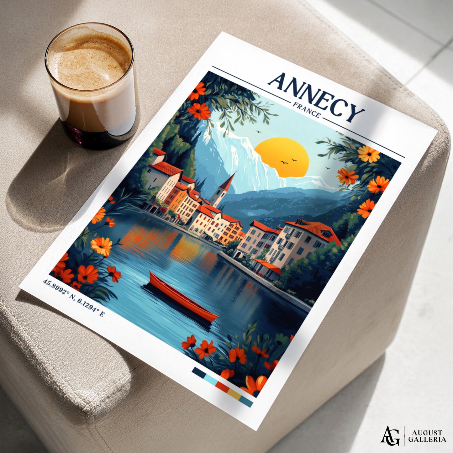 Annecy France Retro Travel Print