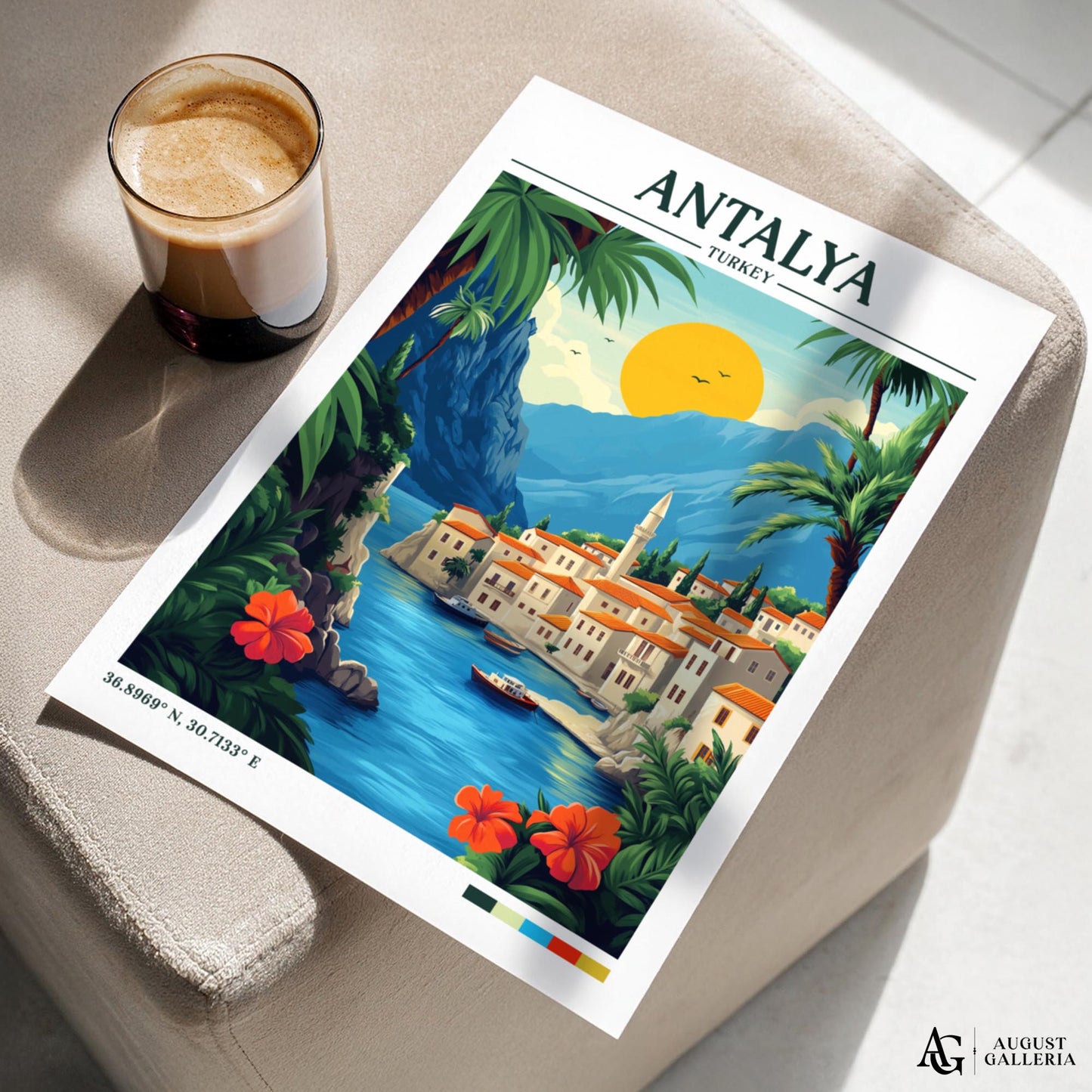 Antalya Turkey Retro Travel Print