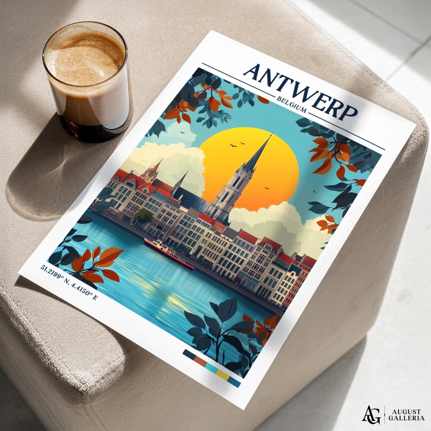 Antwerp Belgium Retro Travel Print