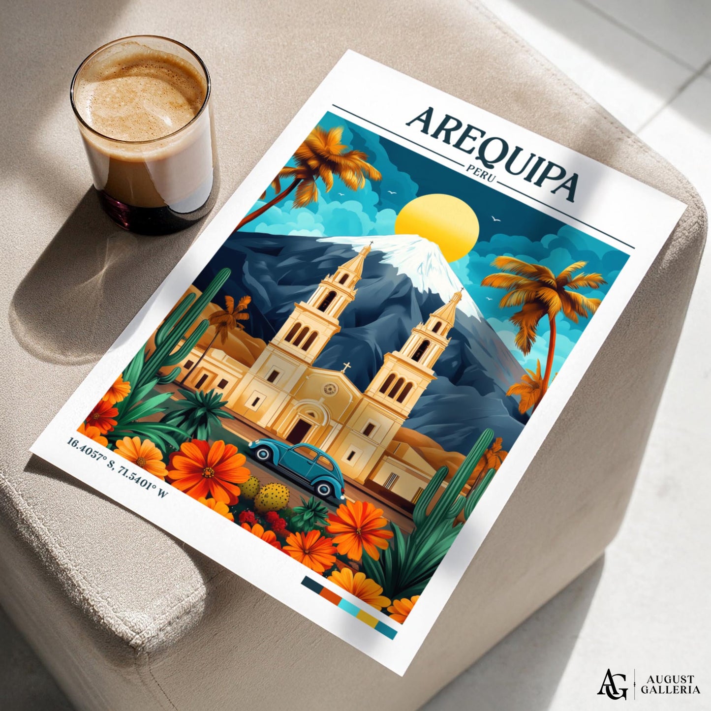 Arequipa Peru Retro Travel Print
