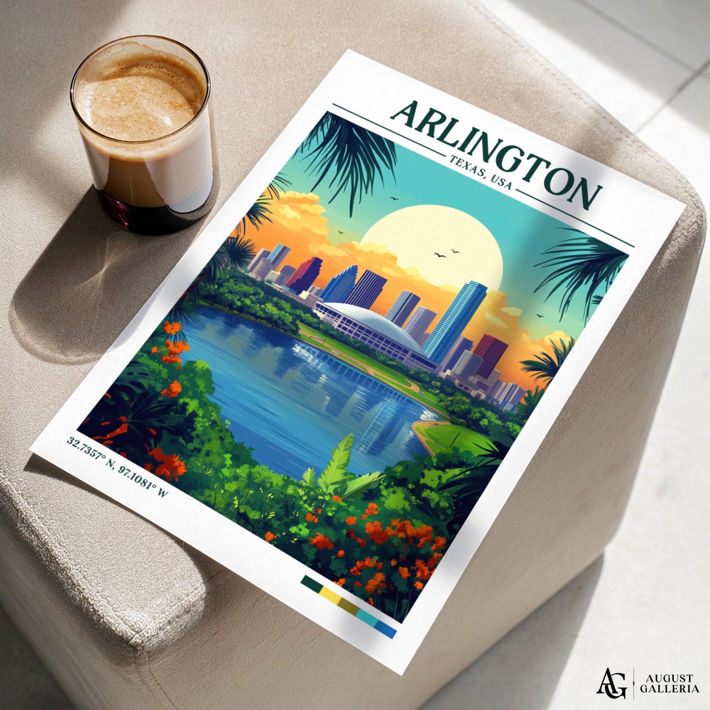 Arlington Texas Retro Travel Print