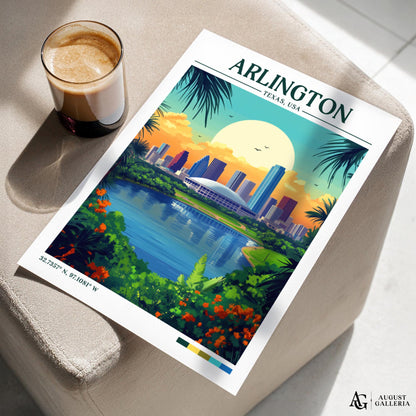 Arlington Texas Retro Travel Print