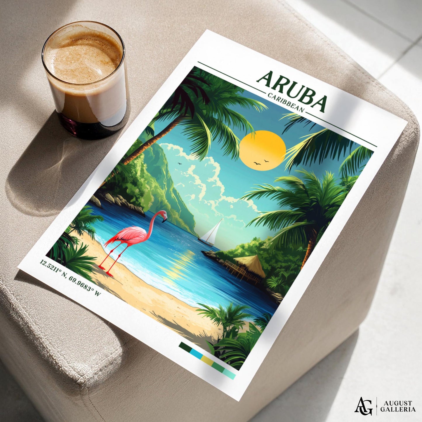 Aruba Caribbean Retro Travel Print