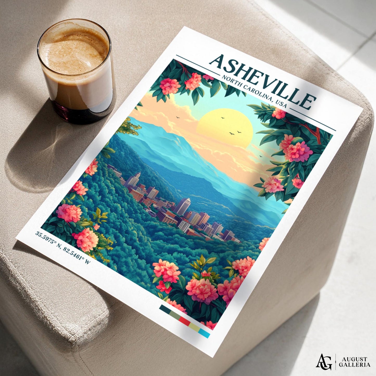 Asheville North Carolina Retro Travel Print