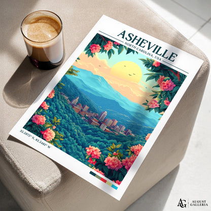 Asheville North Carolina Retro Travel Print