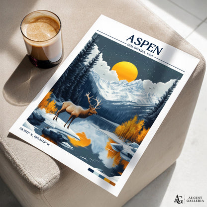 Aspen Colorado Retro Travel Print