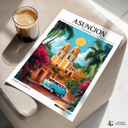 Asunción Paraguay Retro Travel Print